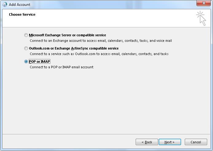 Outlook_2013_Choose_Service page